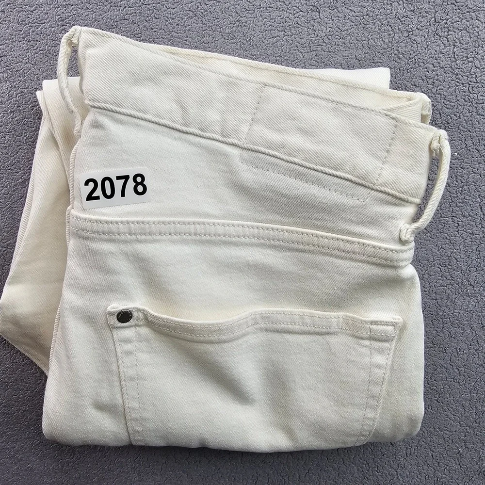 H&M Jeans Mens 32 White Denim Streetwear Grunge Distressed Regular‎ Fit Tapered